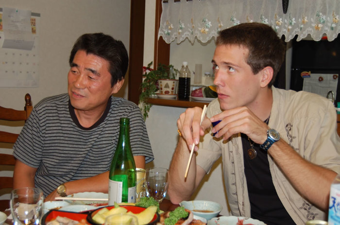 Getting ready to dig in with Host Dad.