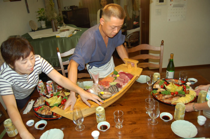 Clearing the table to make room for all the fishy goodness!