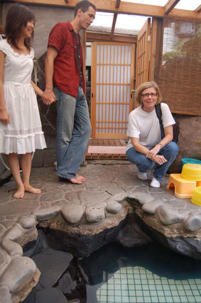 Mom receiving lessons in Japanese hygiene and bathroom etiquette.